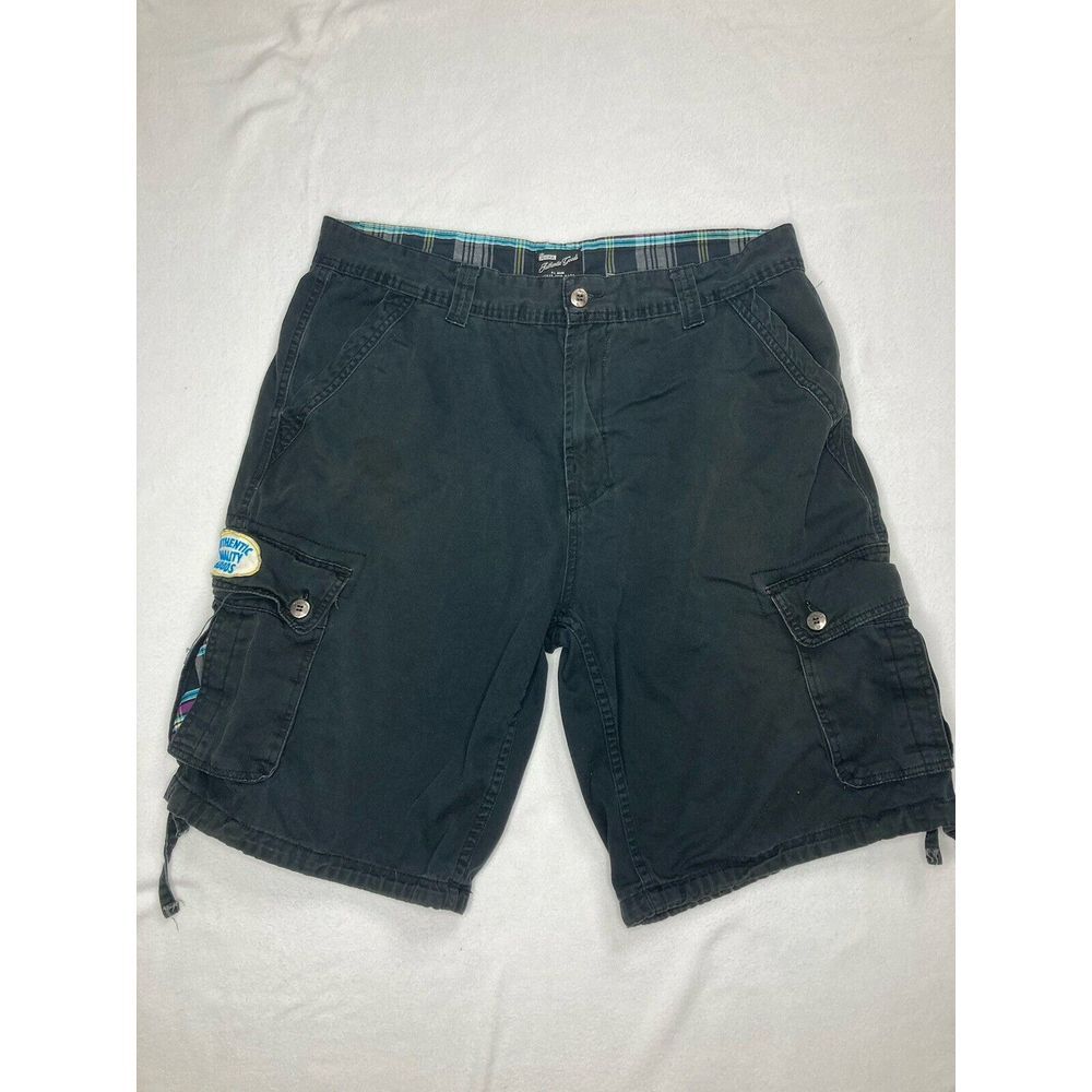 PJ Mark Black Y2K Cargo Straight Leg Drawstring Skater Flat Front Short Mens 40